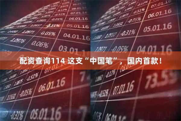 配资查询114 这支“中国笔”，国内首款！
